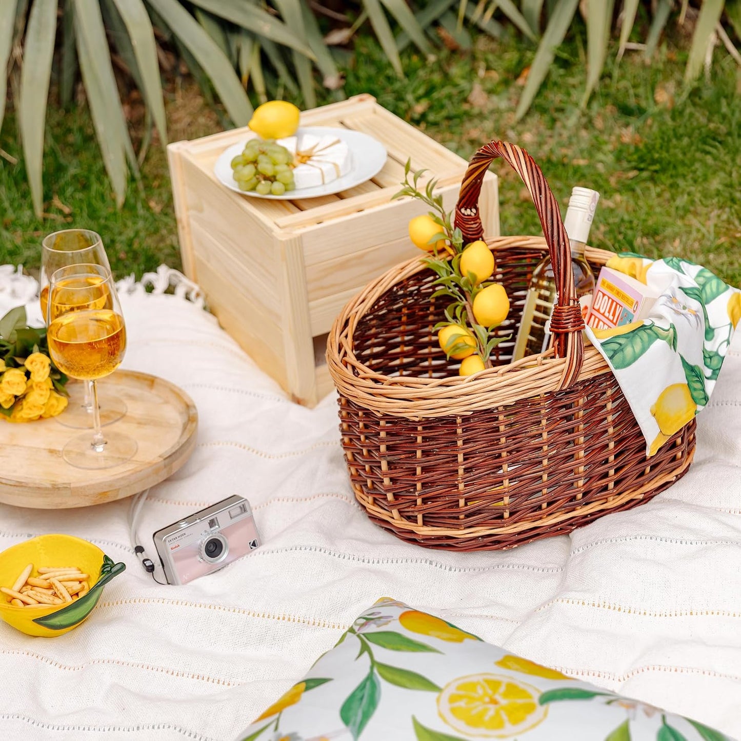 Grosser Picknickkorb aus Weide 43x33x40 cm