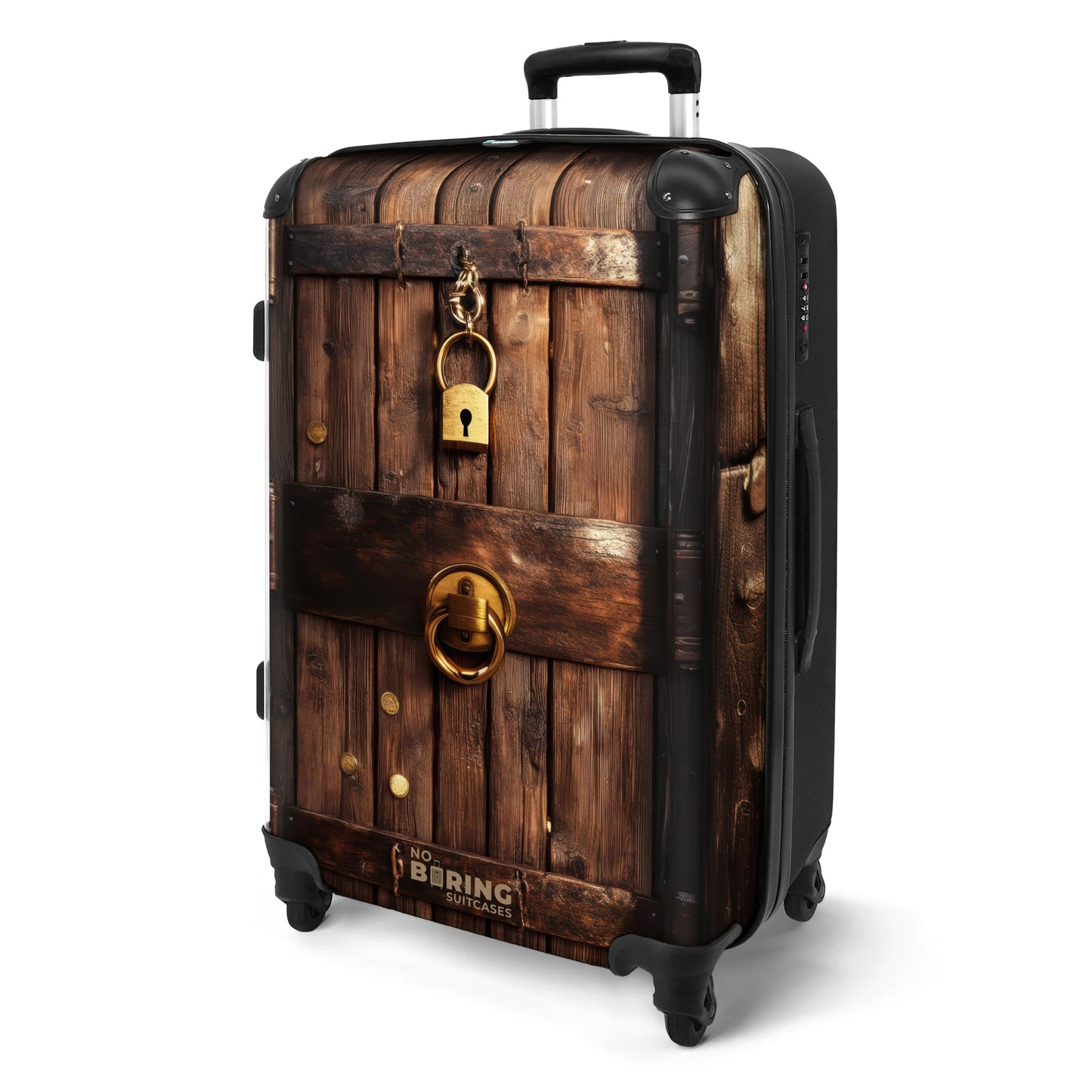 Hartschalenkoffer mit 4 Rollen, Tür - Holz M