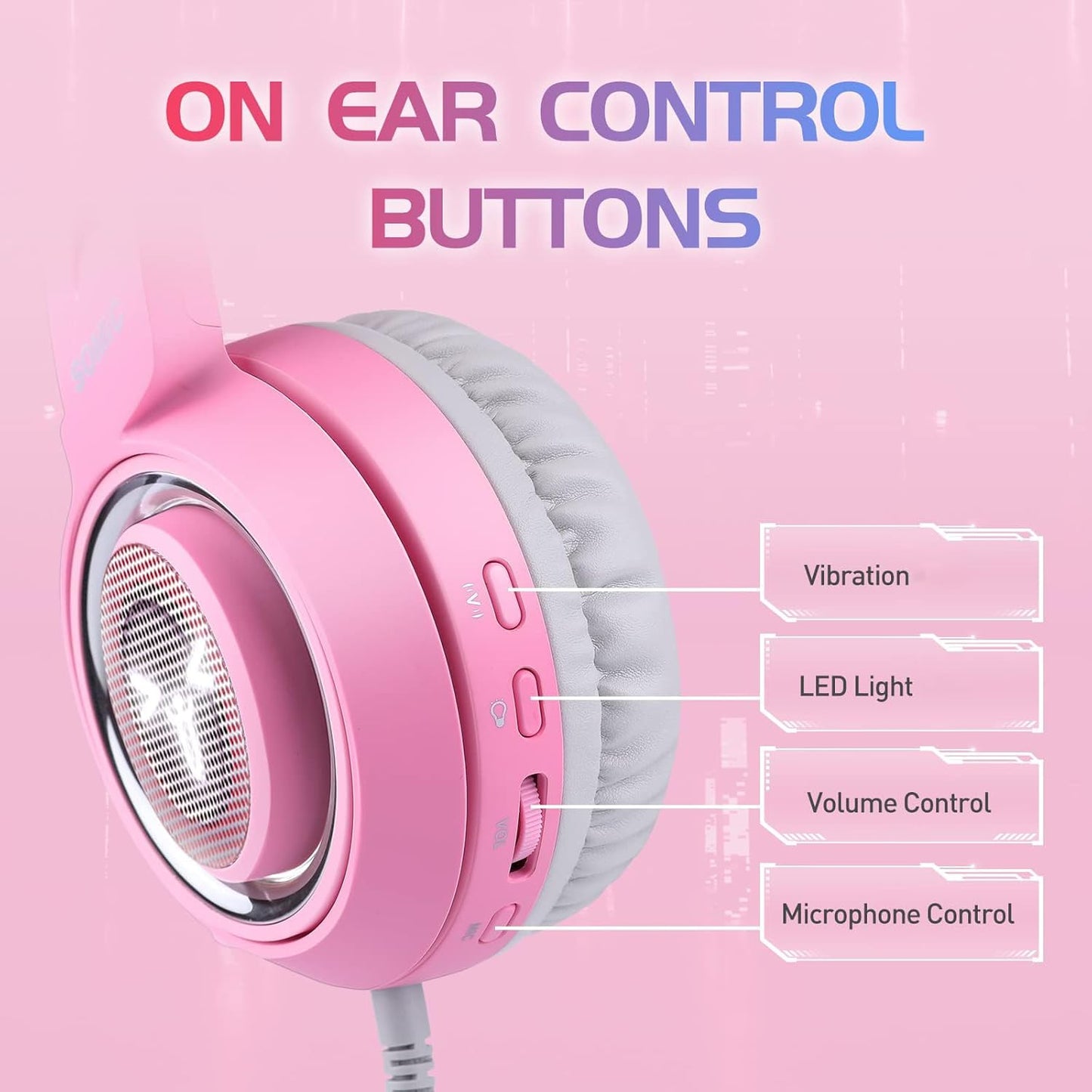 Gaming Headset G951 mit 7.1 Surround und LED-Licht, ROSA