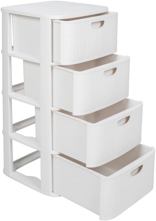 Rollbarer Schubladenschrank mit 4 Schubladen, Weiss