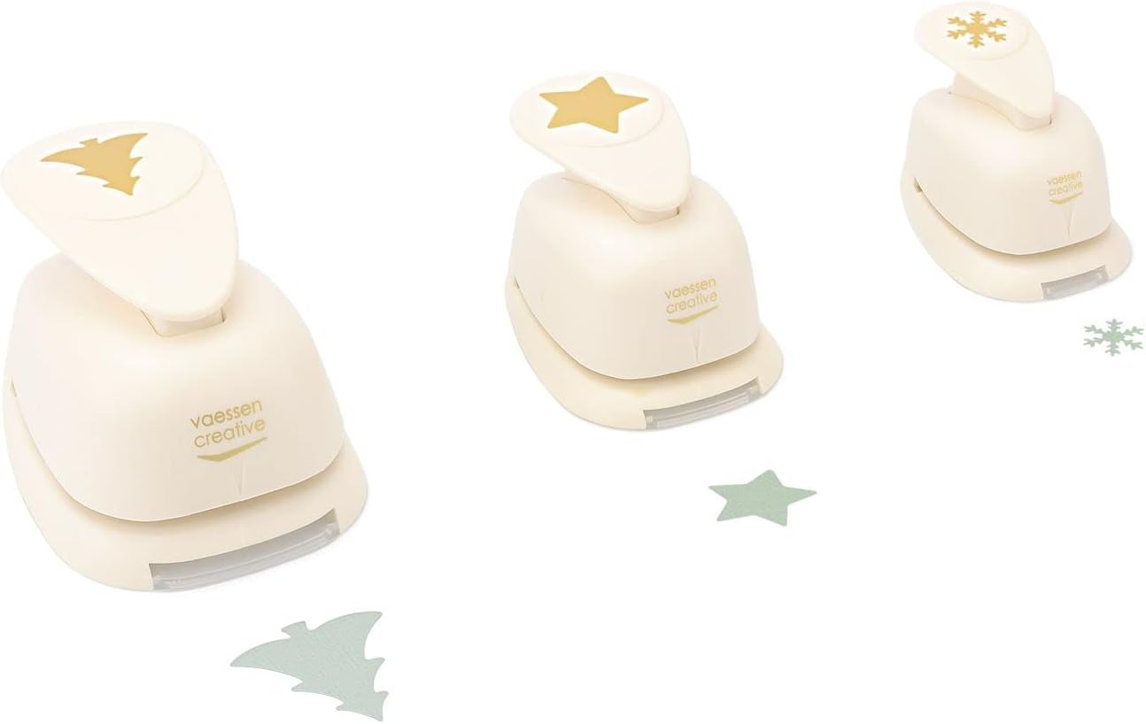 3er Weihnachts-Motivstanzer-Set, Weihnachten 2 (1,5 x 1,6 cm), (3,2 x 3,4 cm), (2,4 x 2,5 cm)