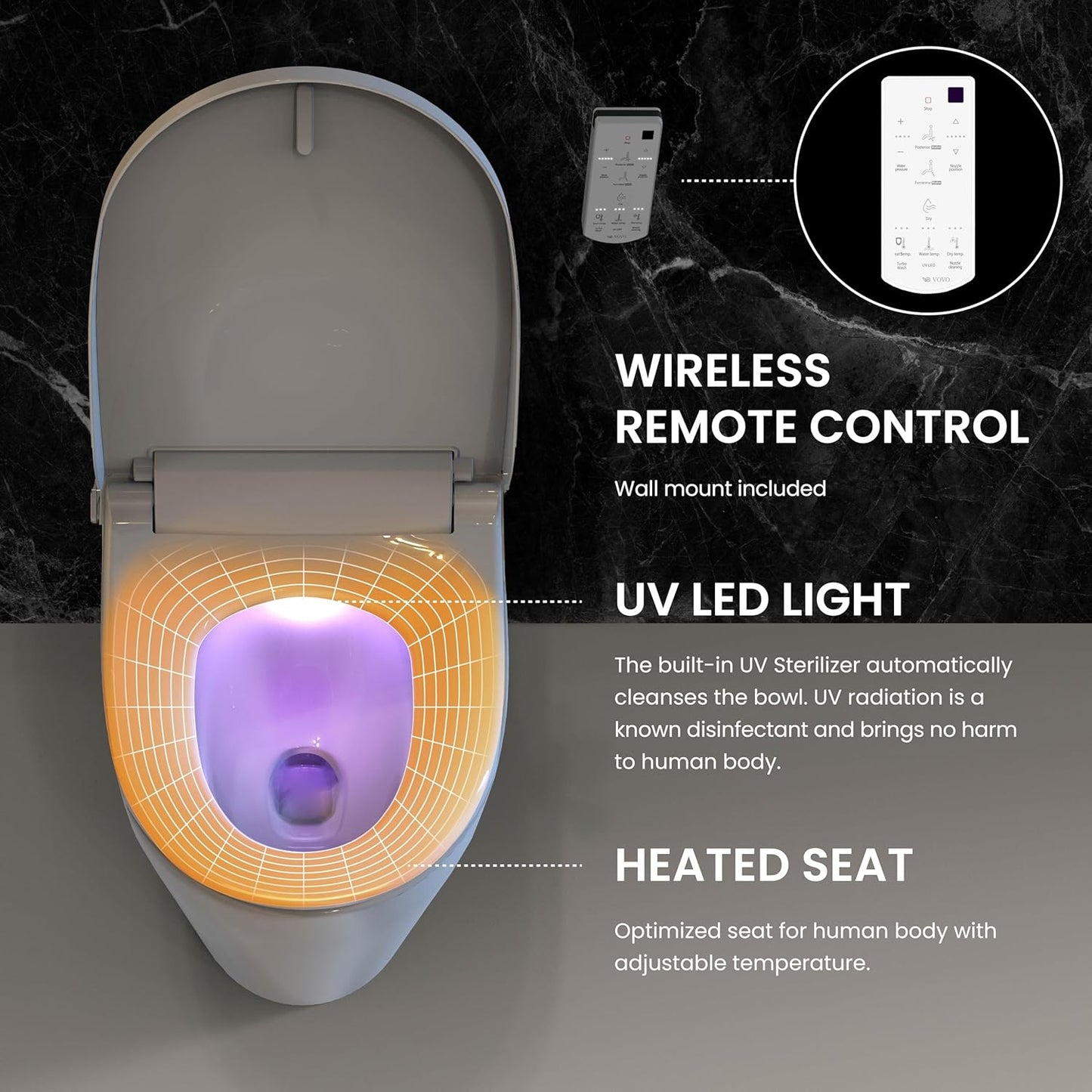 Elektronischer Toilettensitz VB-6100SR mit selbstreinigender Düse, VB-6100SR(Rund)