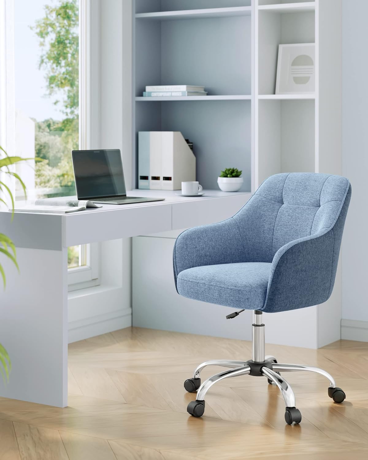 Ergonomischer Drehstuhl für Homeoffice, Baumwollmischung Blau