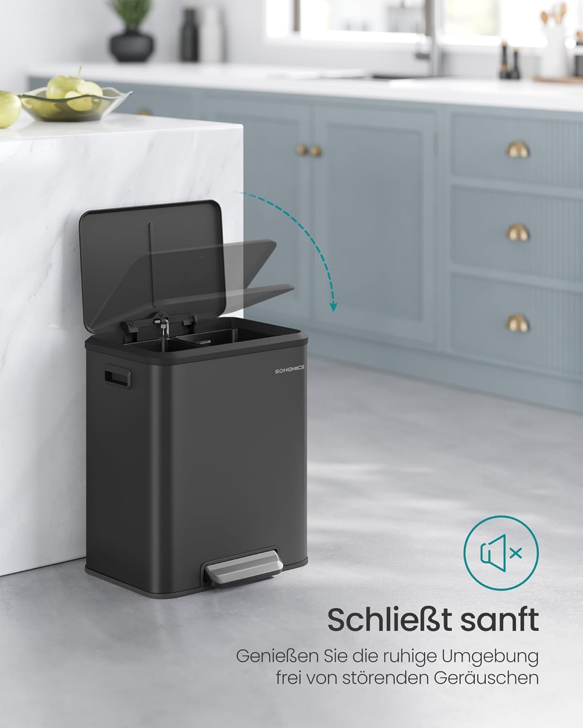 LTB544B02 Mülltrennsystem mit 2 Fächern, tintenschwarz