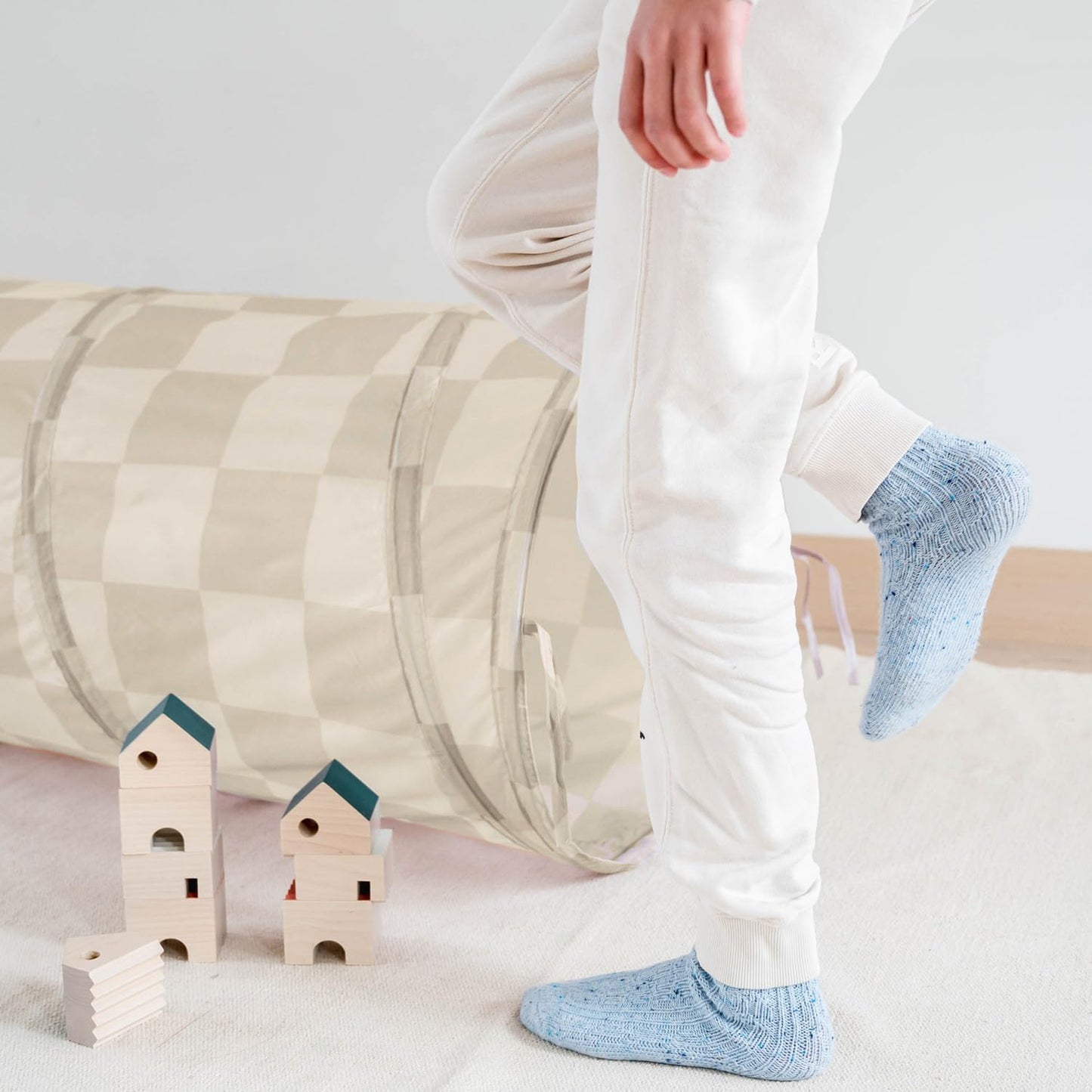 Krabbeltunnel 180 cm, Schachbrett-beige