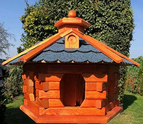 Vogelhaus mit Ständer, Größe L mit Ständer Blau - Braun