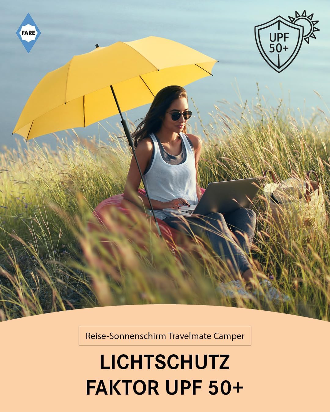 Reise-Sonnenschirm Travelmate Camper, Gelb