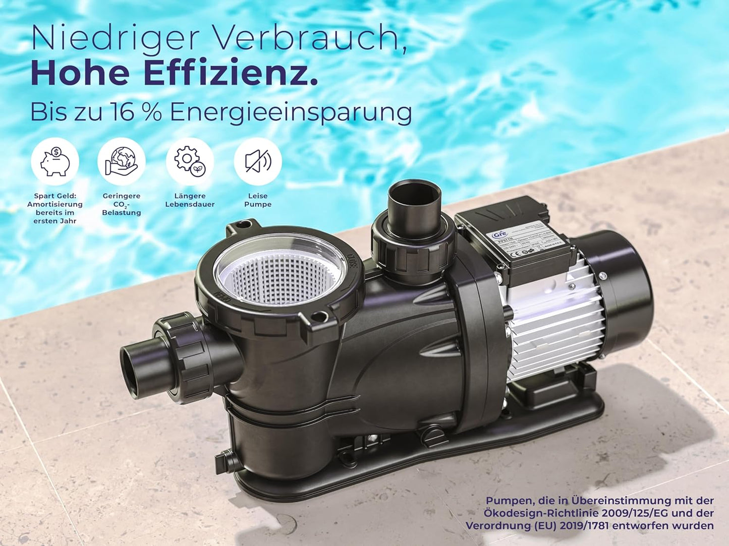 Poolpumpe Gre PP077H, NEW 17m3/h