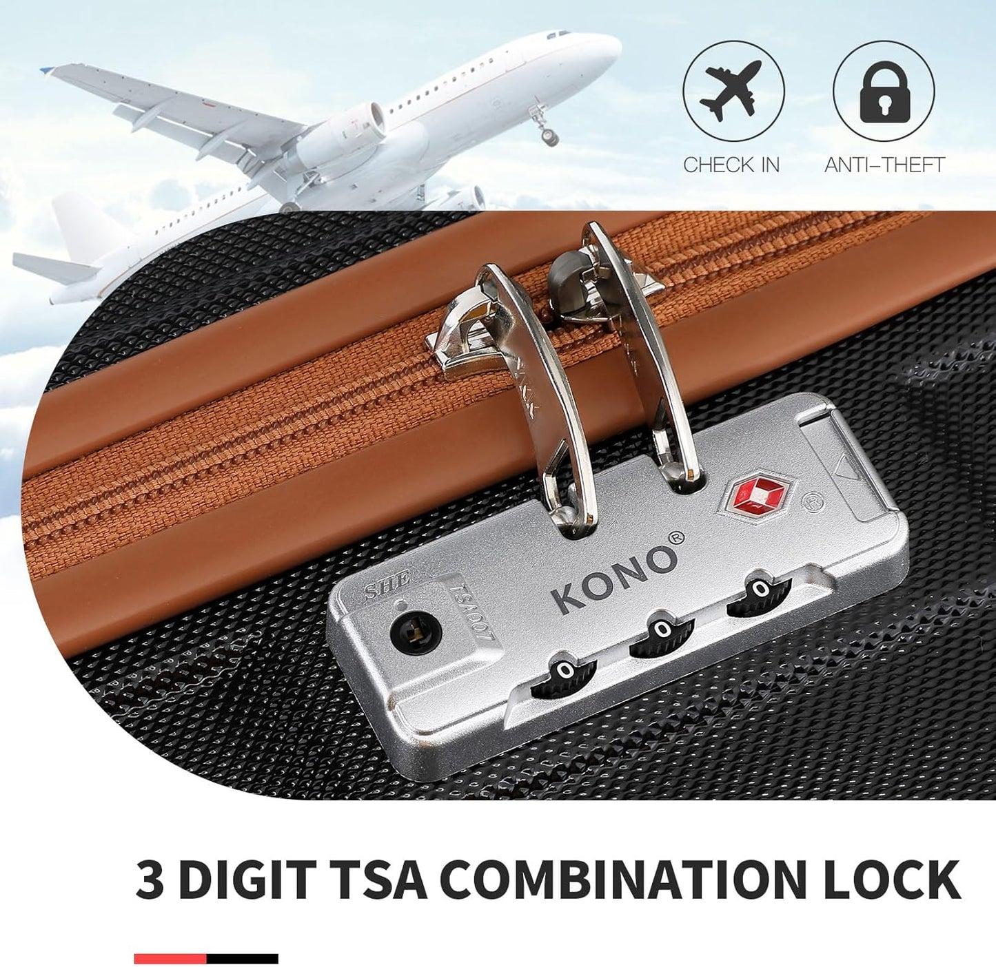 Reisekoffer-Set mit Ryanair-Tasche, Schwarz/Braun 65cm Gepäck-Sets