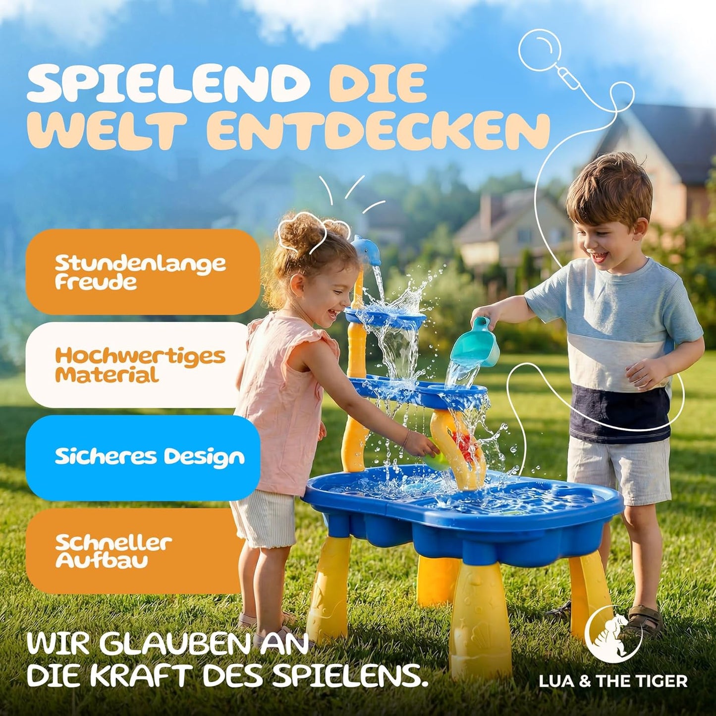 2-in-1 Sand- und Wasserspieltisch mit Zubehörset