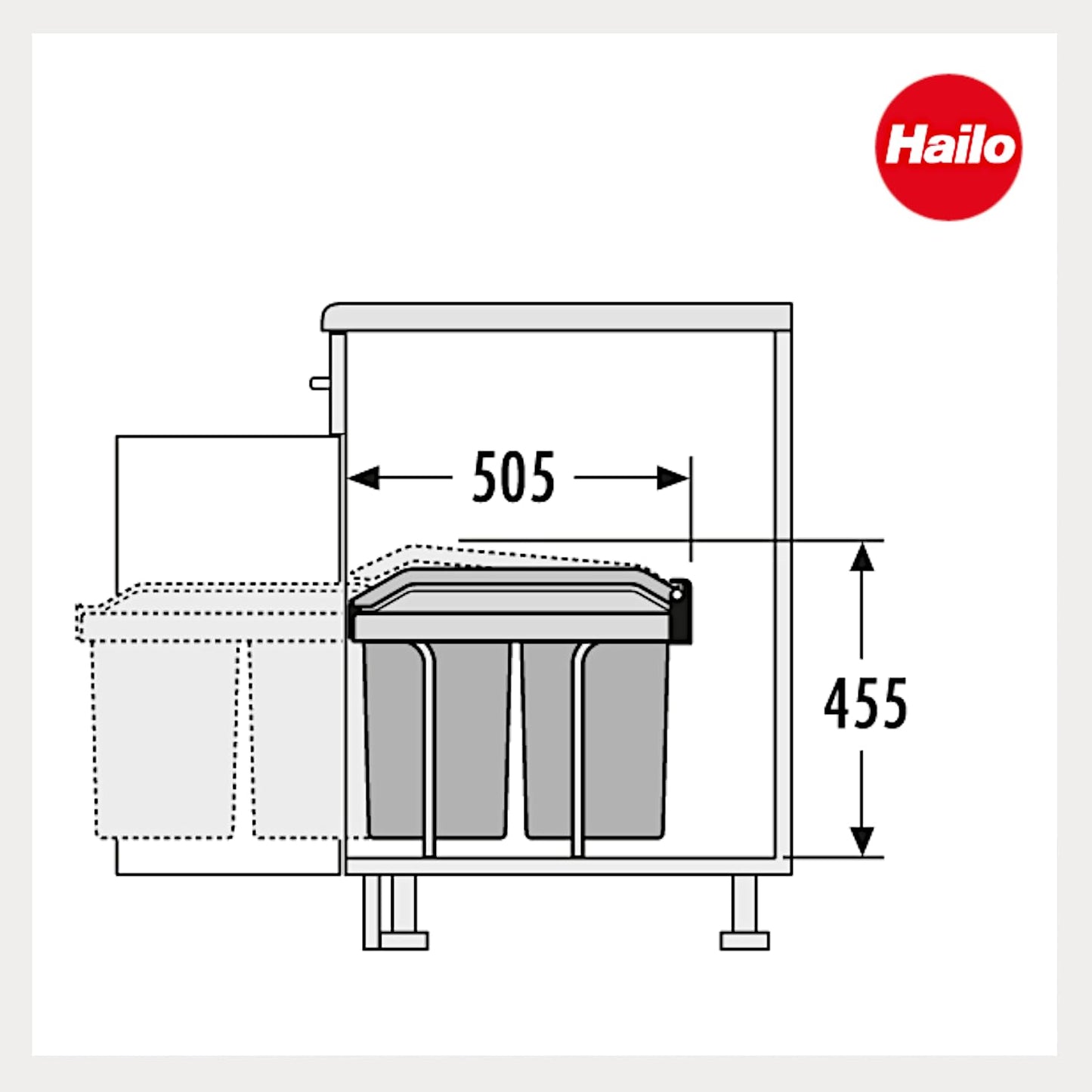 Einbau Mülleimer 2x 15 L mit Biodeckel, 3650102