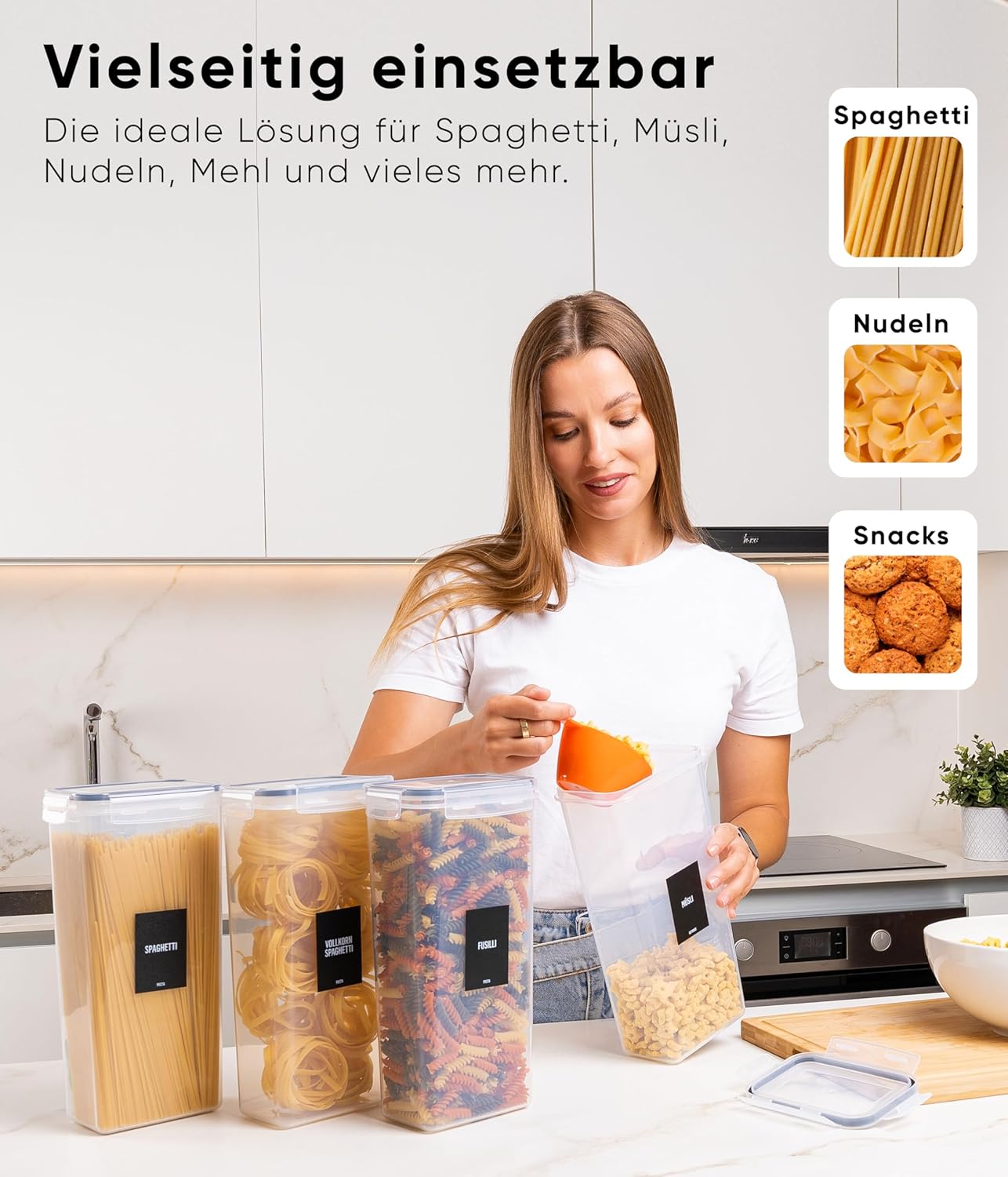 4-teiliges Vorratsdosen-Set, 4 Set Schwarz