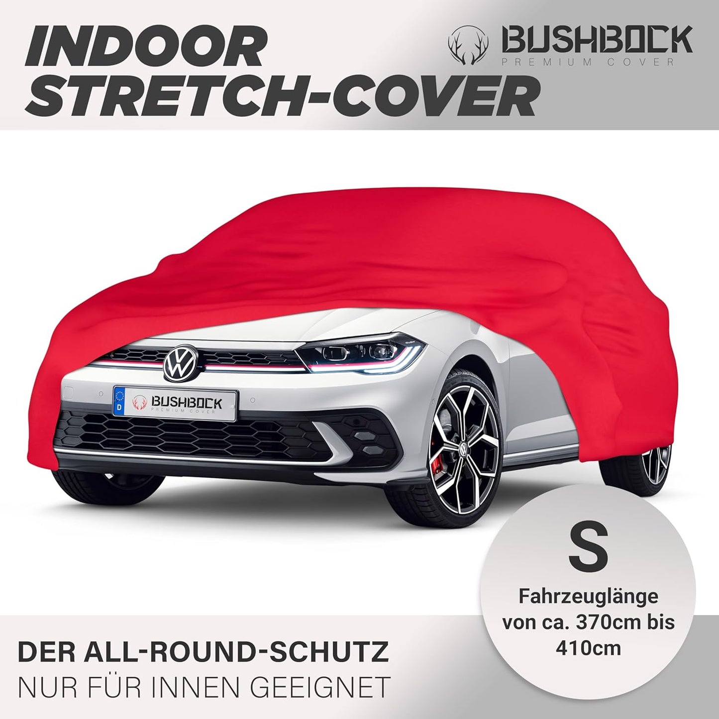 Premium Autoabdeckung Indoor - Satin, S Rot