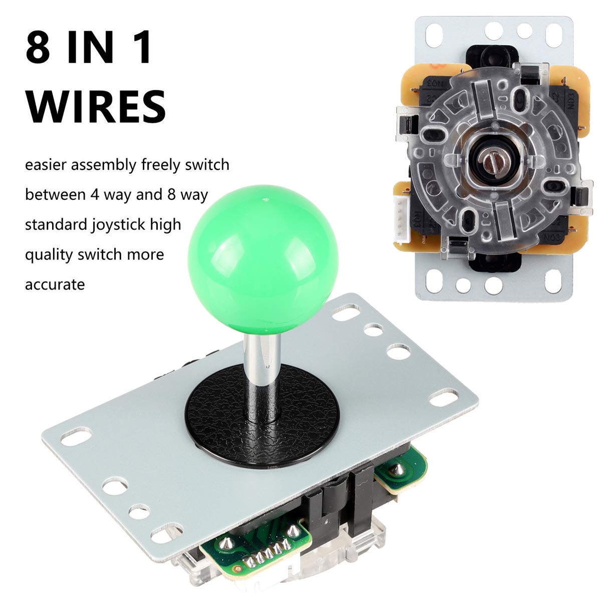 Arcade Joystick DIY-Set mit LED-Drucktasten, Blau - Grün Kit