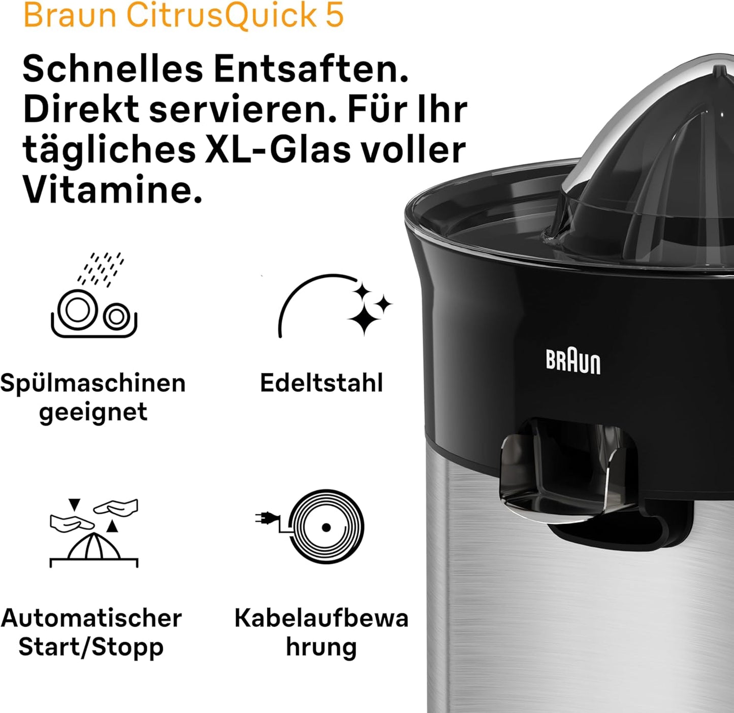 CJ 5050 BK Zitruspresse CitrusQuick, Schwarz