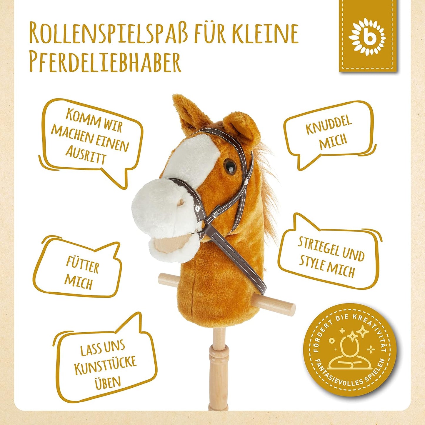 Steckenpferd - Holzpferd für Kinder, Braun