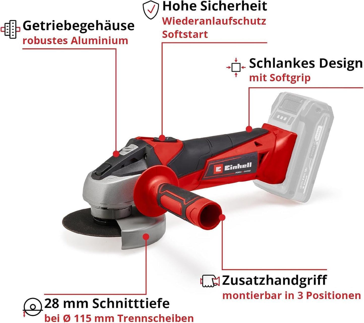Akku-Winkelschleifer TC-AG 18/115 Li-Solo, ohne Akku & Ladegerät