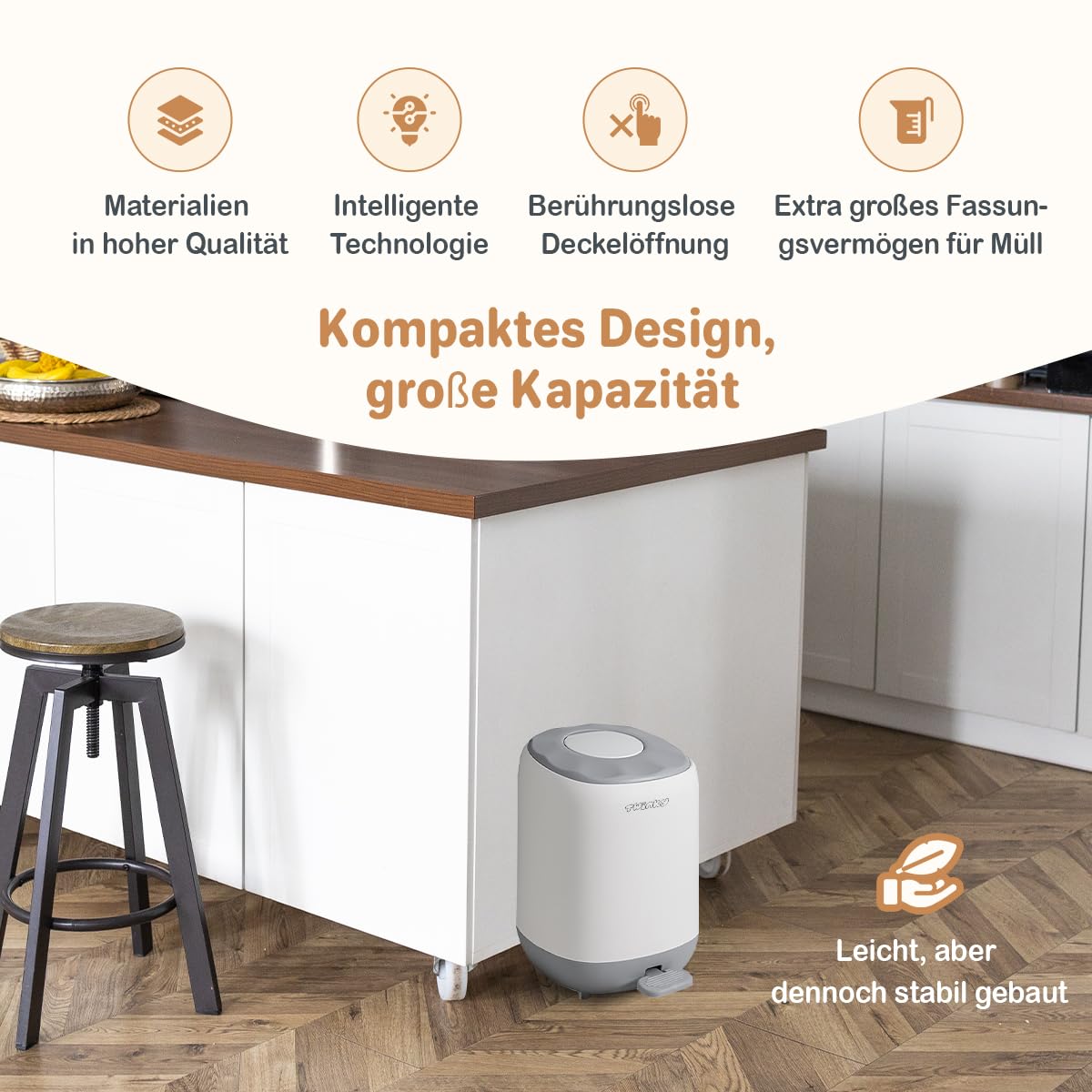 Windeleimer für Babys ohne Kassette, Weiss und Grau