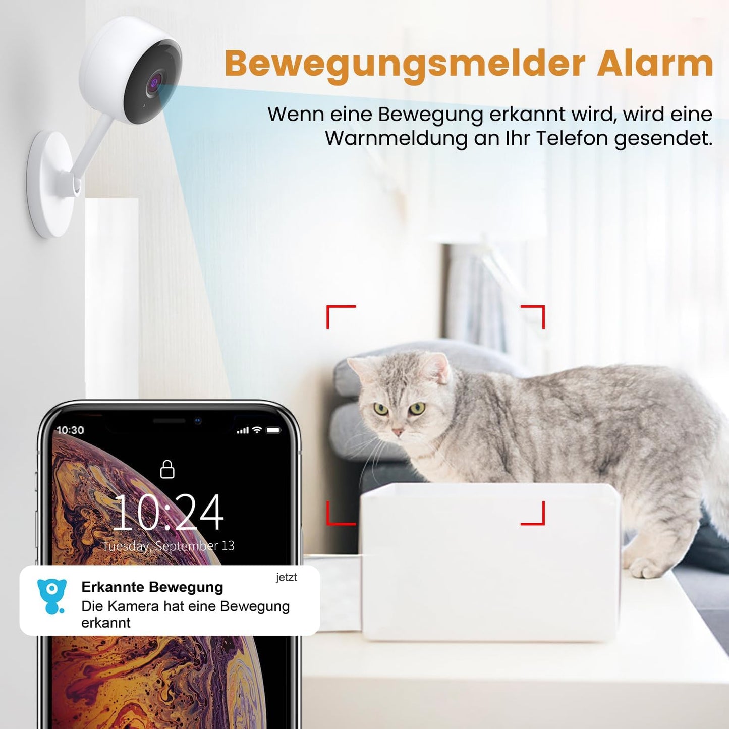 Überwachungskamera-Set mit Bewegungserkennung, 2 Stück-2.4GHz Weiss