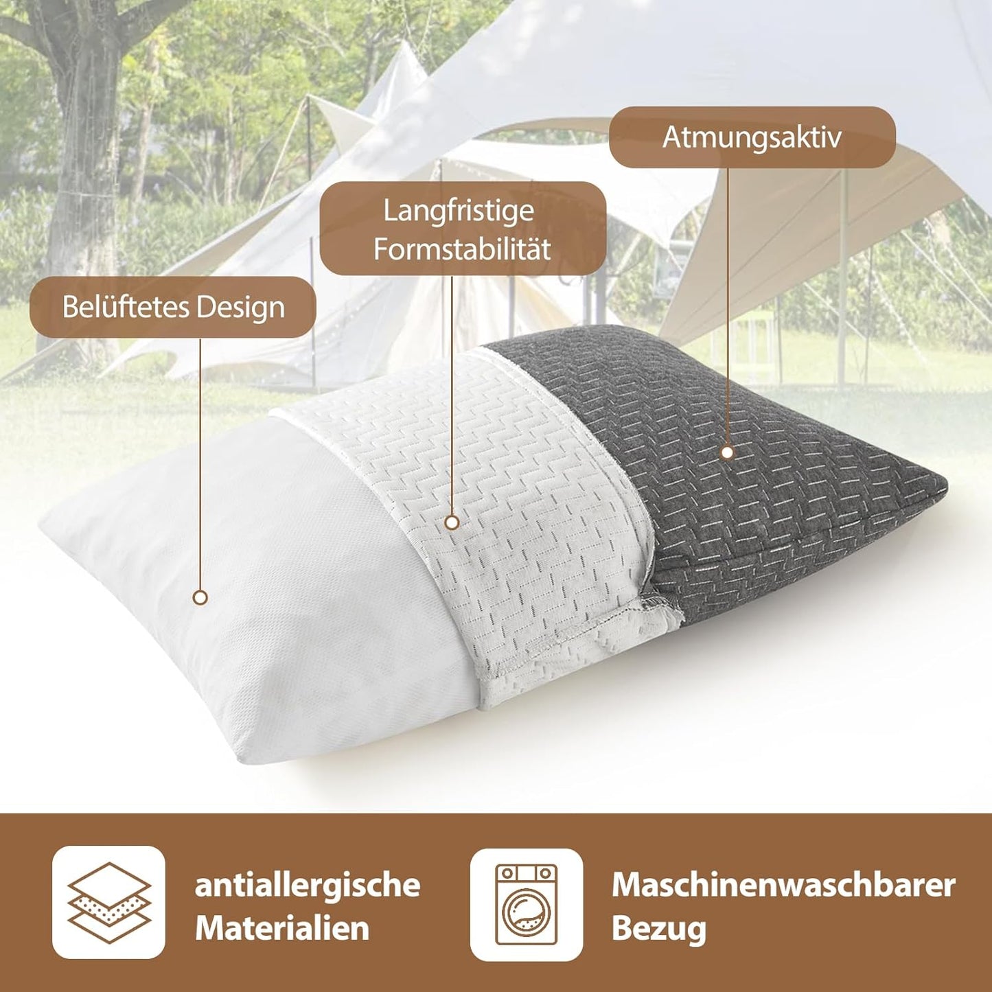 Reisekissen mit Packsack, Grau Large