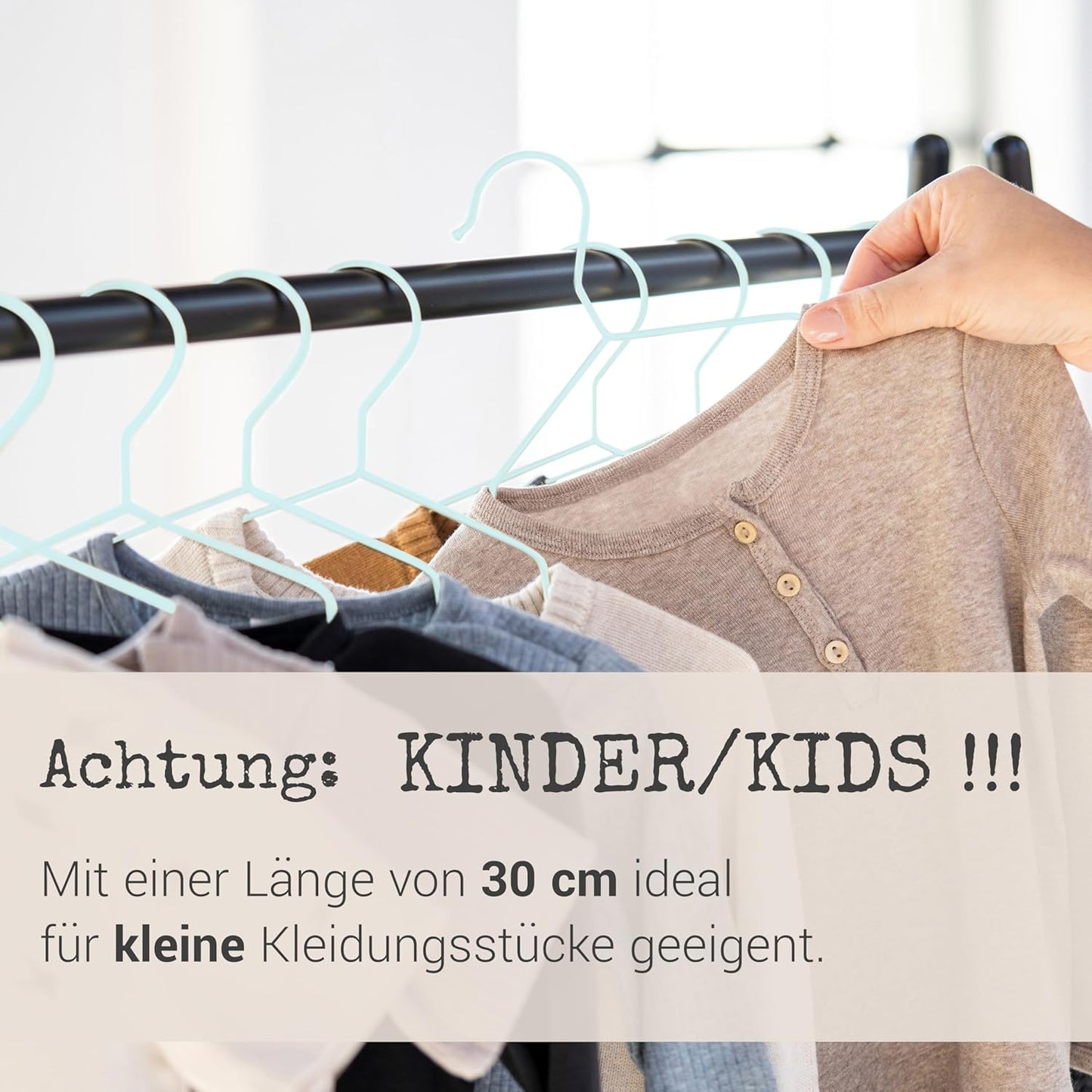 20er-Set Kinder-Kleiderbügel, Kids Blau (Pastell Matt)