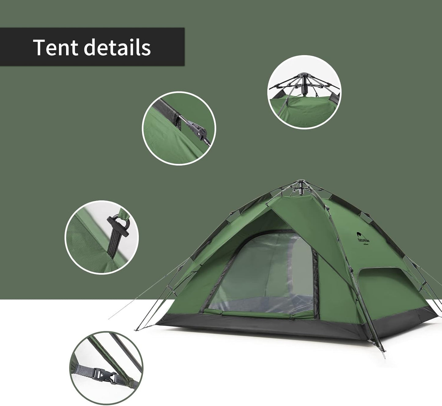 Pop-Up Zelt für 3-4 Personen, Waldgrün - 4P