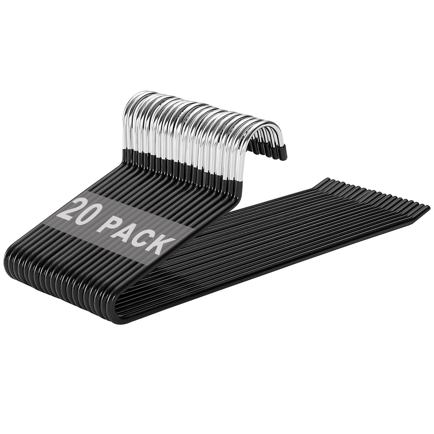Metall-Hosenbügel mit rutschfester Beschichtung (20 Stück), 20 Stück Schwarz