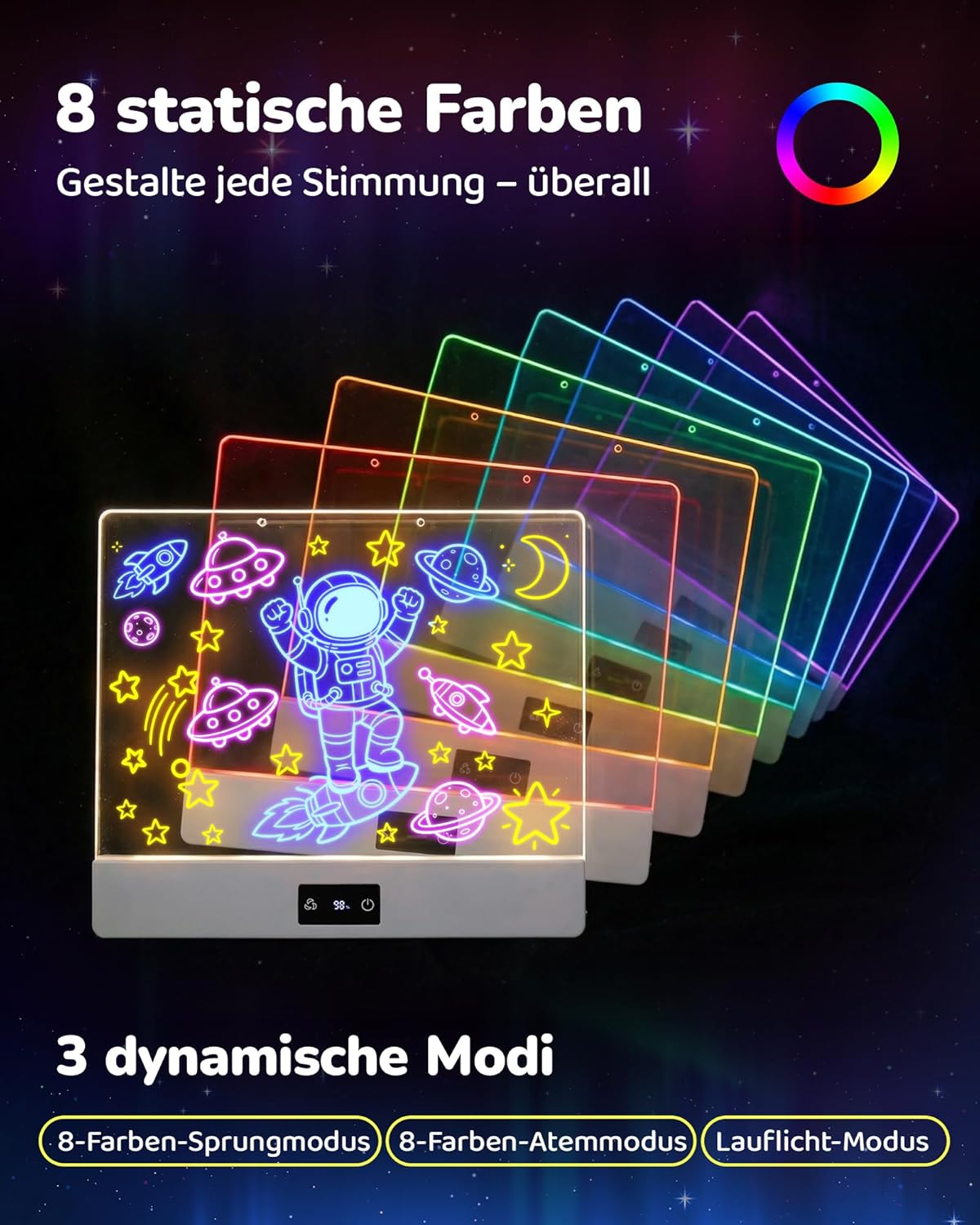 LED Zeichenbrett für Kinder, Weiss 14 Zoll