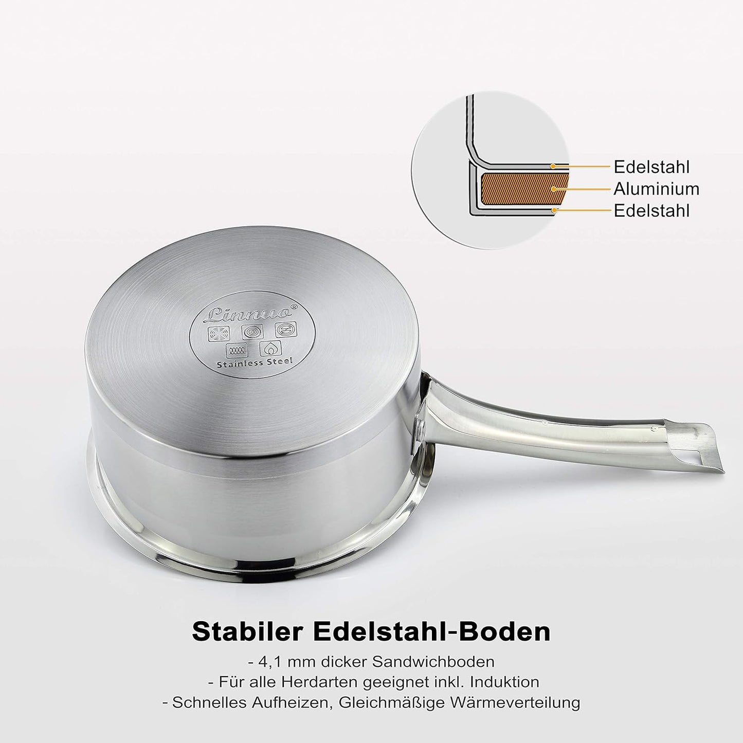 Induktionsgeeignetes Kochtopf-Set aus Edelstahl (9-teilig)