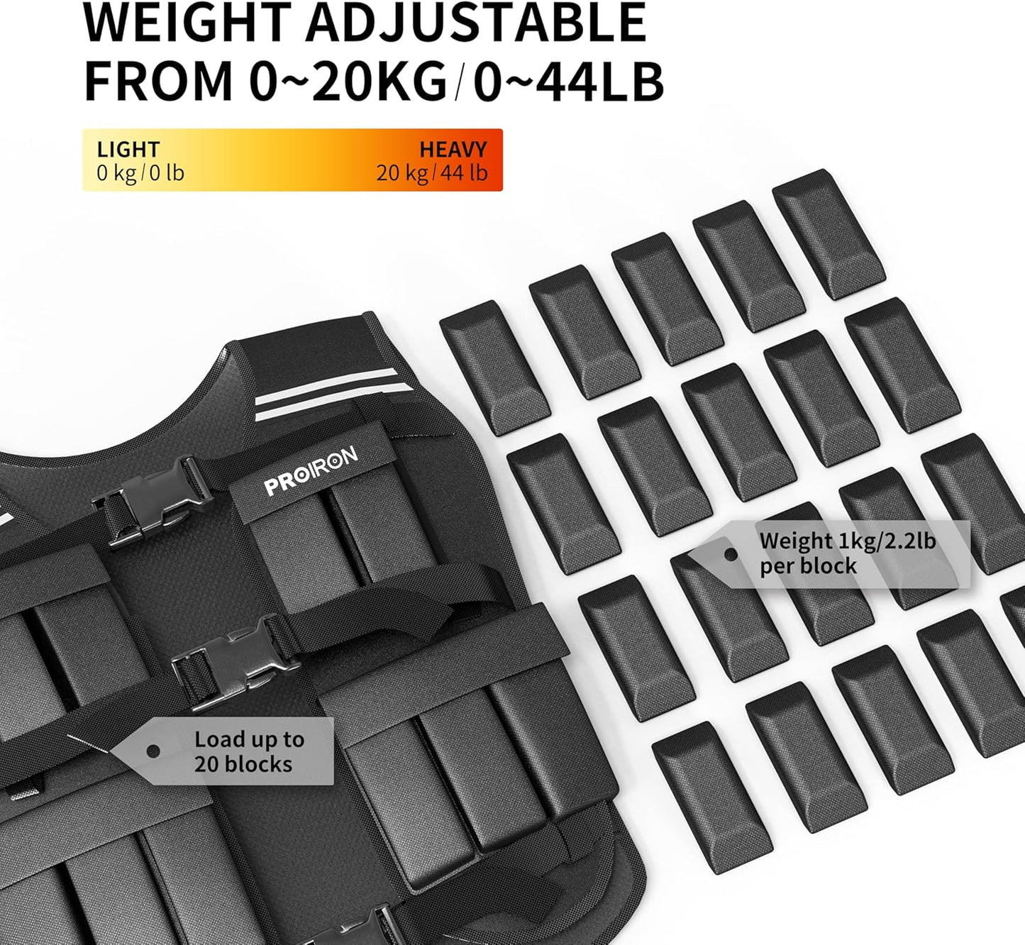 Verstellbare Gewichtsweste mit Reflektoren (20kg), 20kg