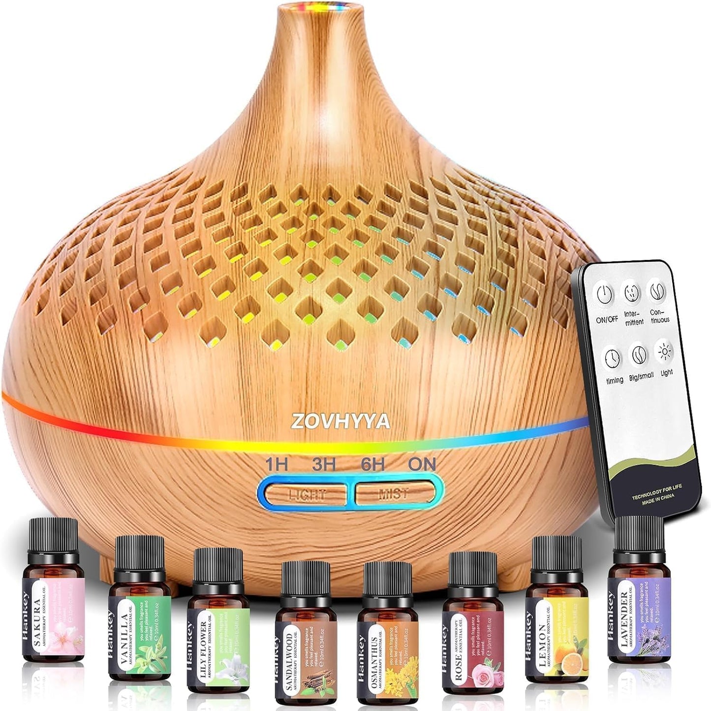 Aroma Diffuser mit 8 ätherischen Ölen und Fernbedienung, Gold3