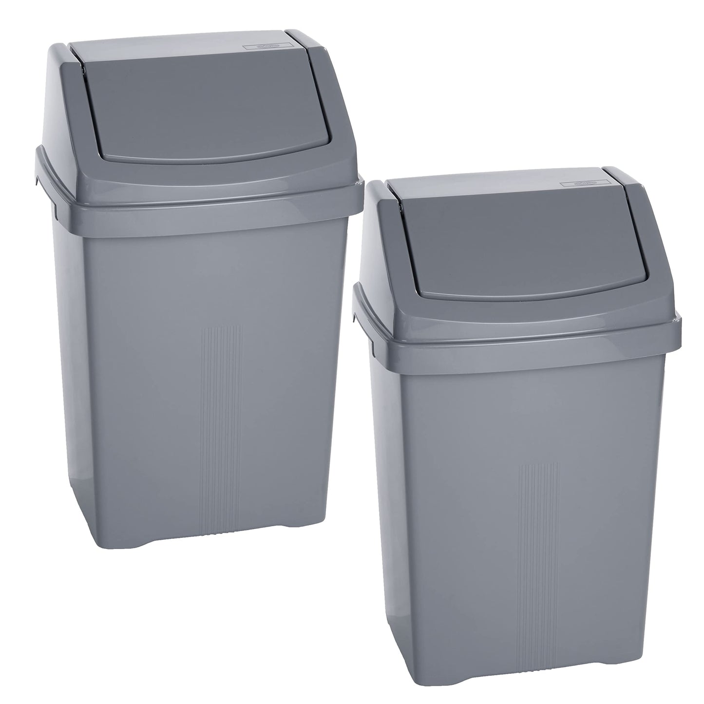 Schwingdeckel-Mülleimer-Set, 2x 50 Liter, Grau 2 x 50 Liter