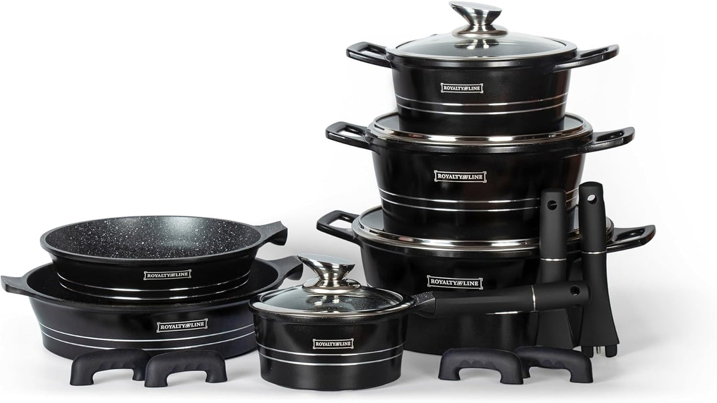 14-teiliges Topf- und Pfannenset, Schwarz Set de 13 Pièces
