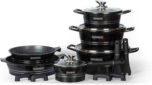 14-teiliges Topf- und Pfannenset, Schwarz Set de 13 Pièces