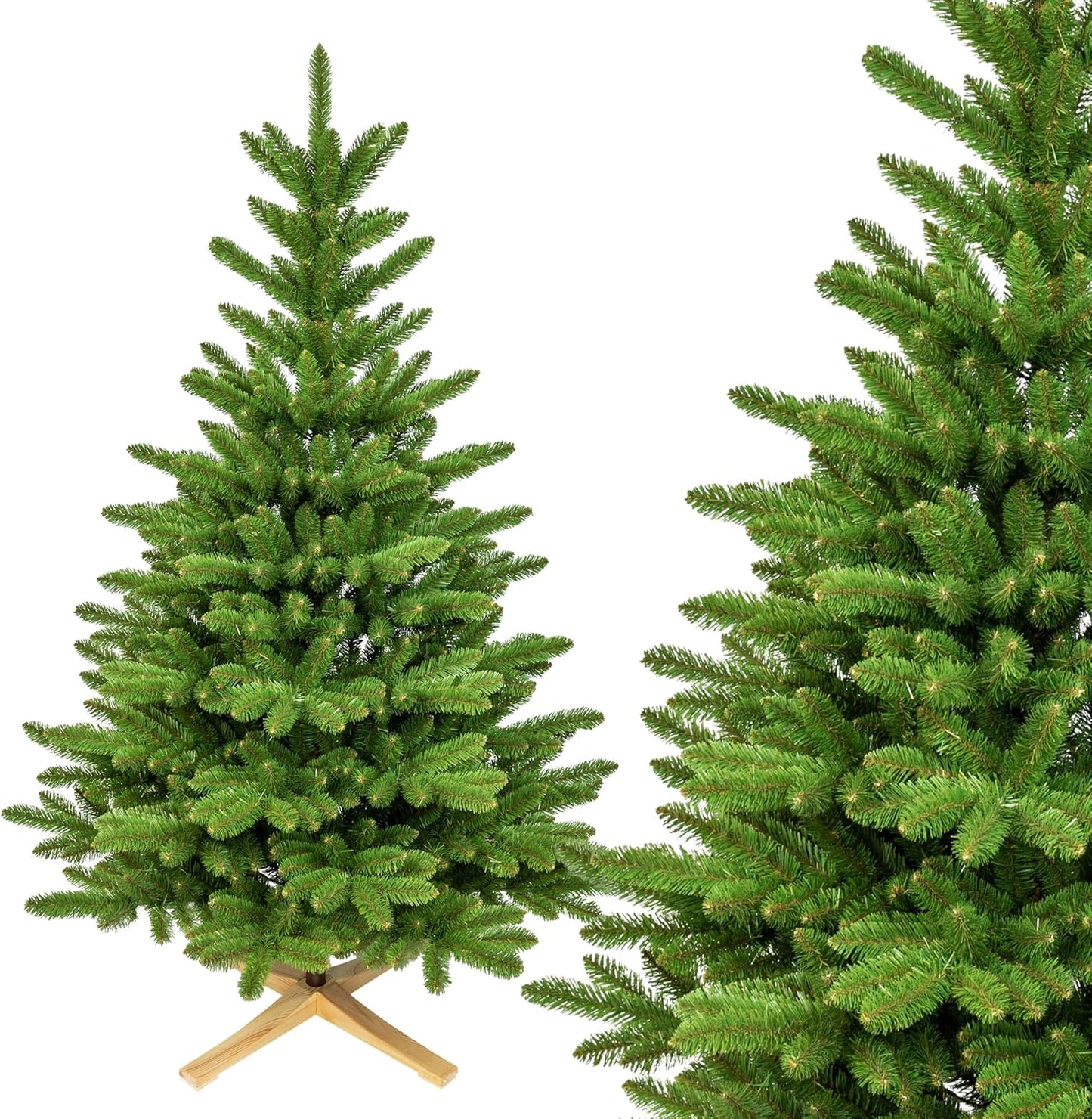 Künstlicher Weihnachtsbaum 150 cm mit Holzständer, Grün (Pvc Folie) 150 cm