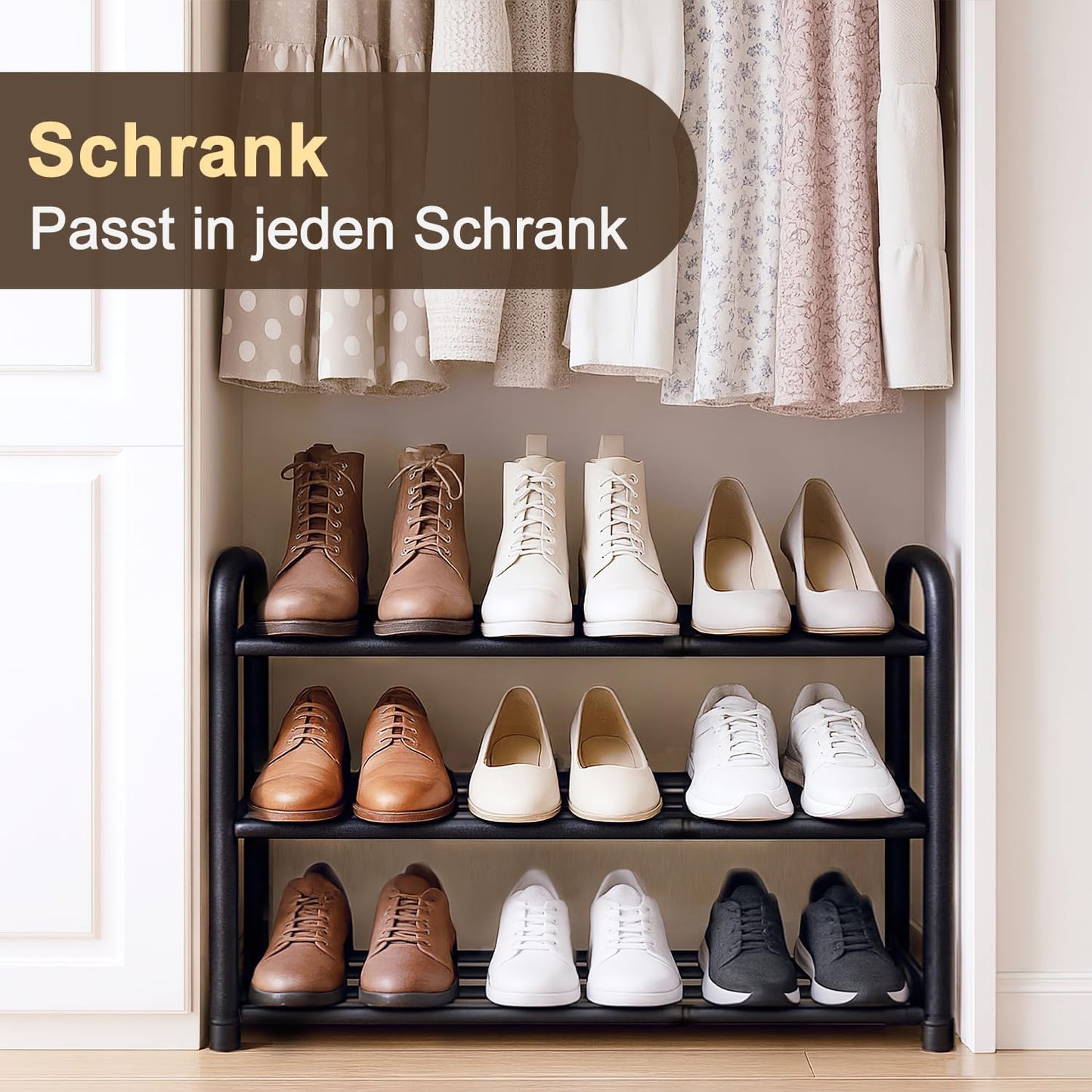 Ausziehbares Schuhregal mit 3 Ebenen, 3 Ebenen