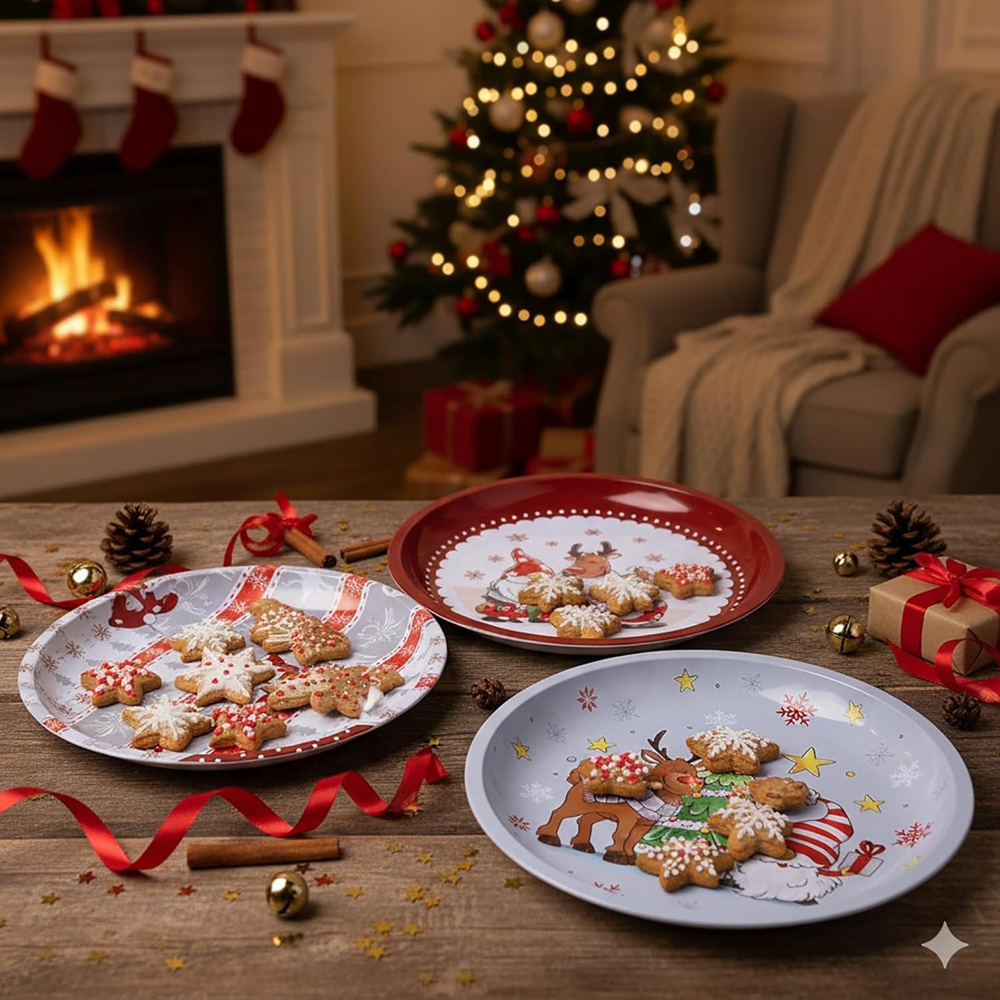 3er-Set Christmas Gebäckteller, 3er Set Gebäckteller Christmas