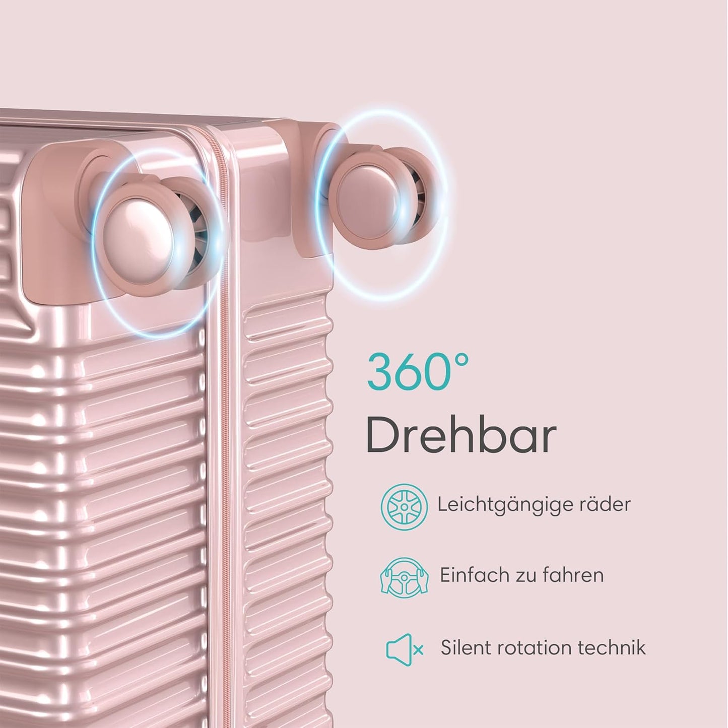 Hartschalenkofferset mit TSA-Schloss (2-teilig), 2 Telig Rose Gold