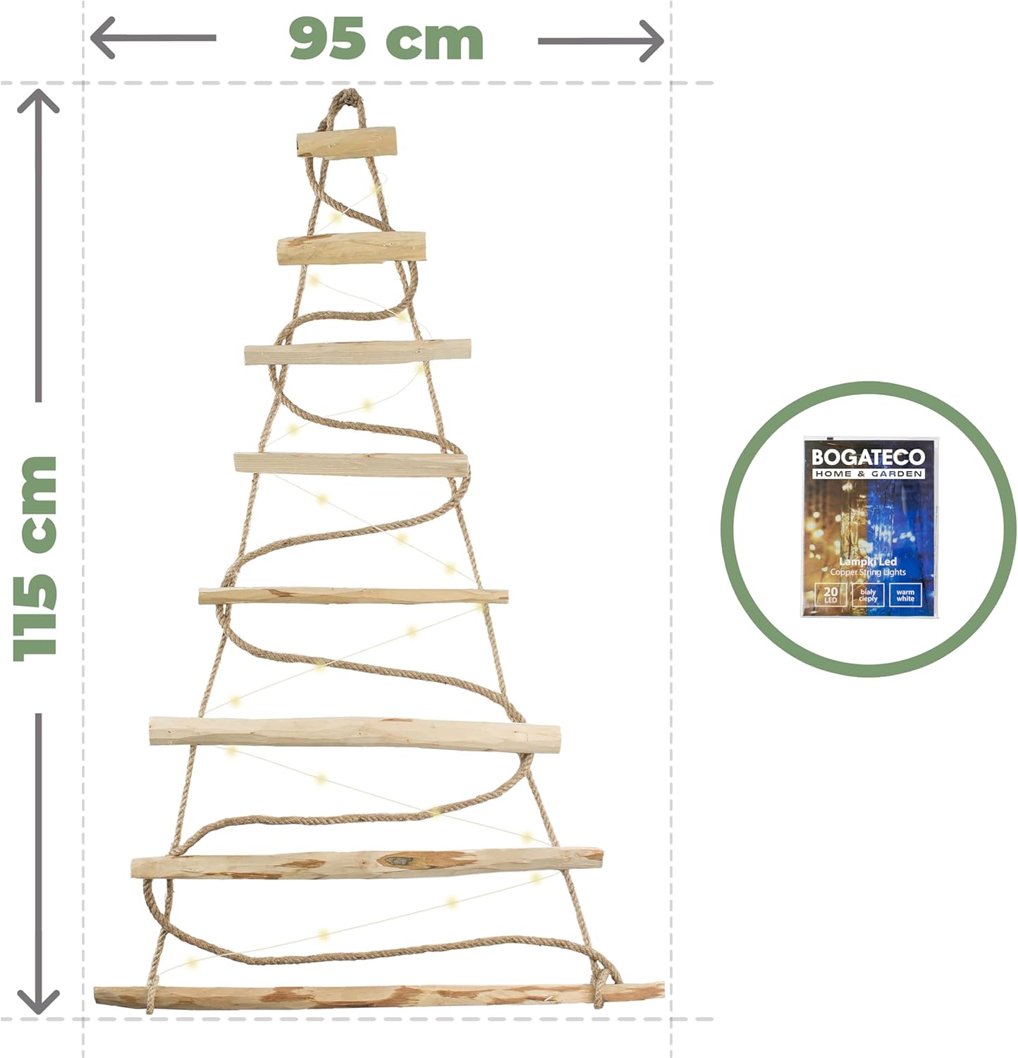Handgemachter Weihnachtsbaum mit LED-Lichtern, 95 CM HOCH