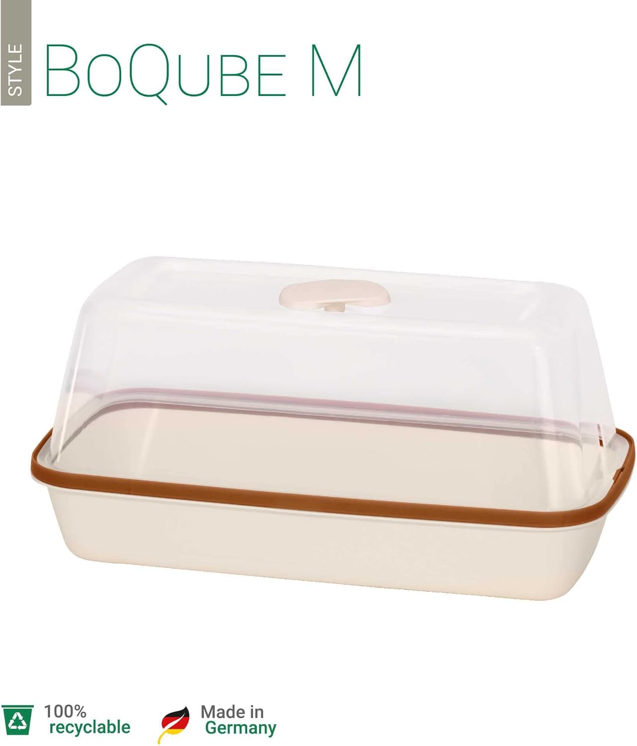 Mini-Zimmergewächshaus mit Belüftung und Giessöffnung, BoQube M — 37×19×18cm Creme / Kupferbraun