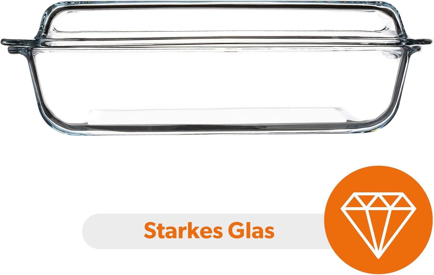 Hitzebeständige Glasauflaufform mit Deckel, Rechteckig, 3,95 l