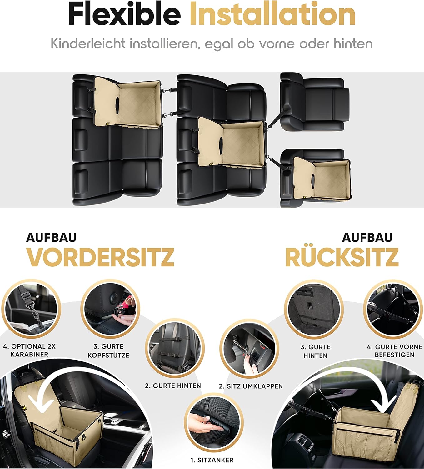 Wasserdichter Hundeautositz, Beige