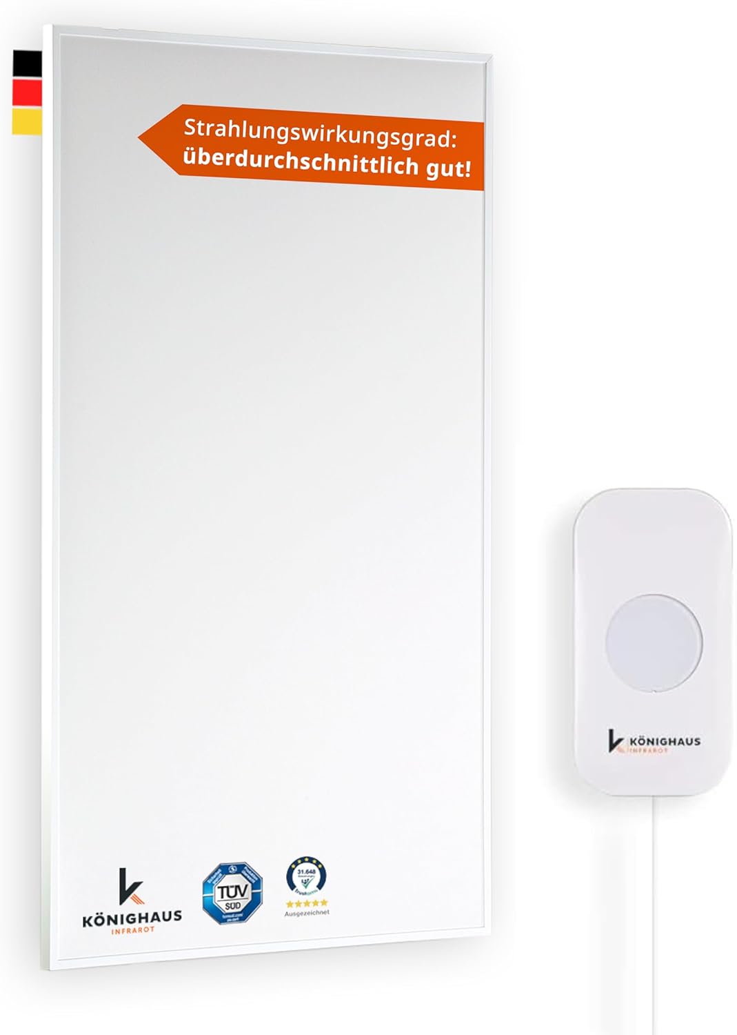 Infrarot-Heizung mit Smart Thermostat, 600 Watt + kabelgebundenes Smart Thermostat
