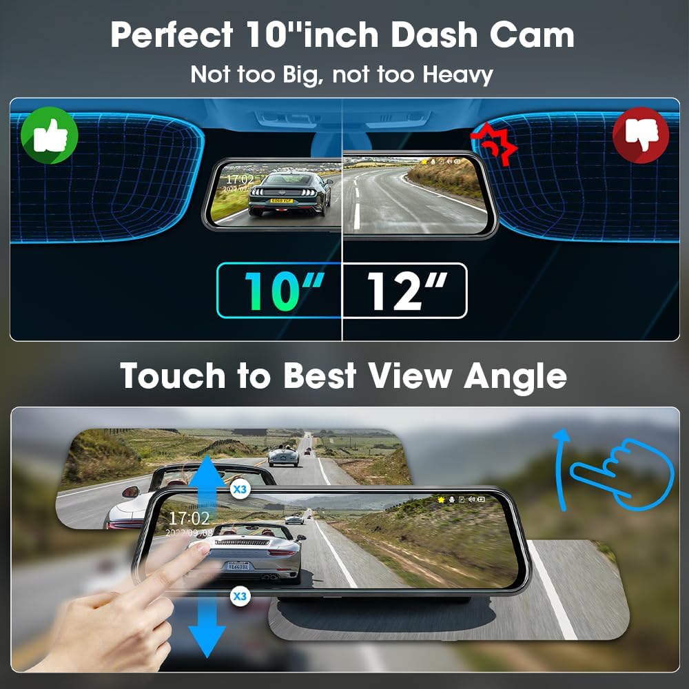 Spiegel Dashcam mit 10'' Touch Screen