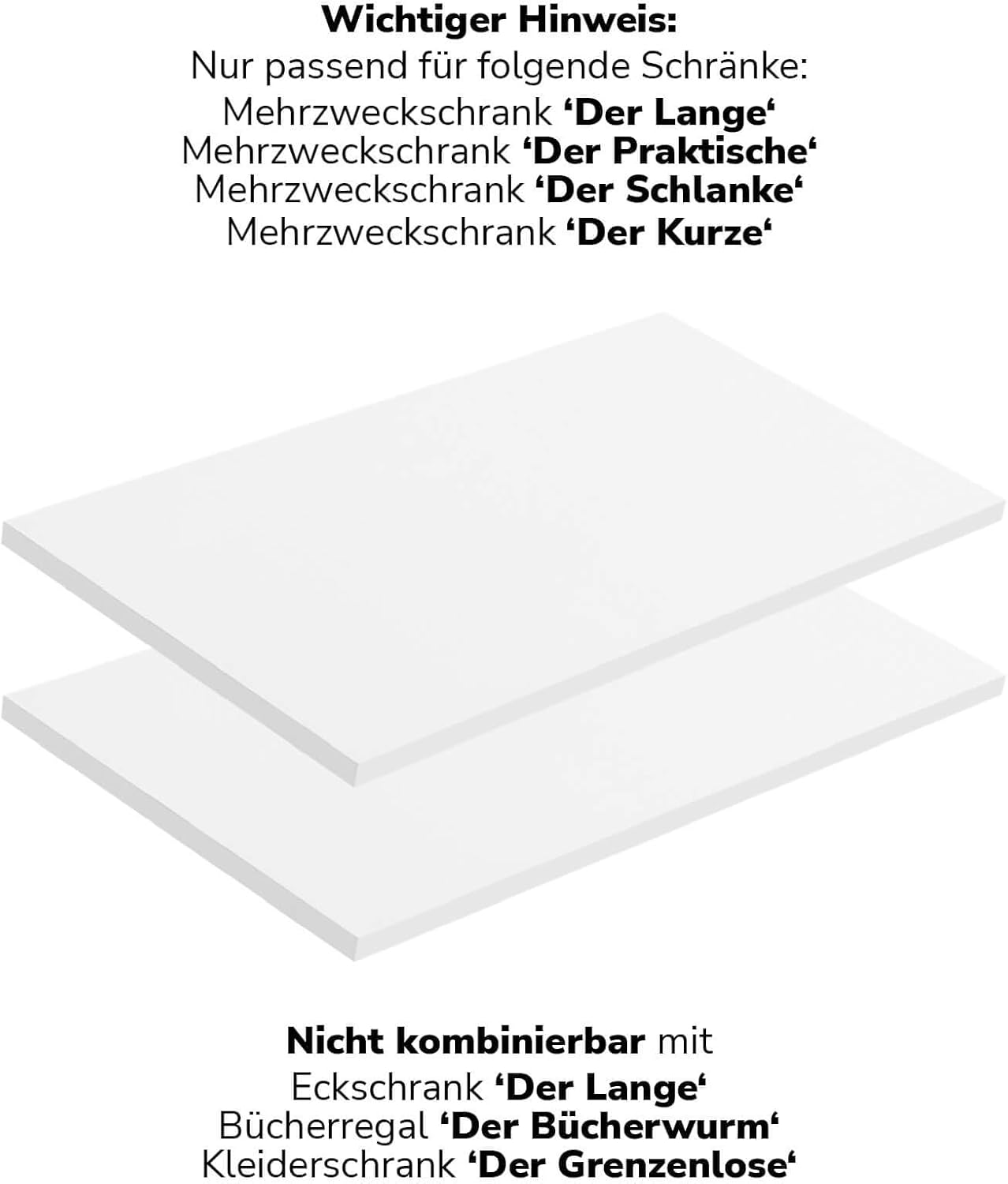 2er-Set Einlegeböden für Schränke, 2er-Set Weiß