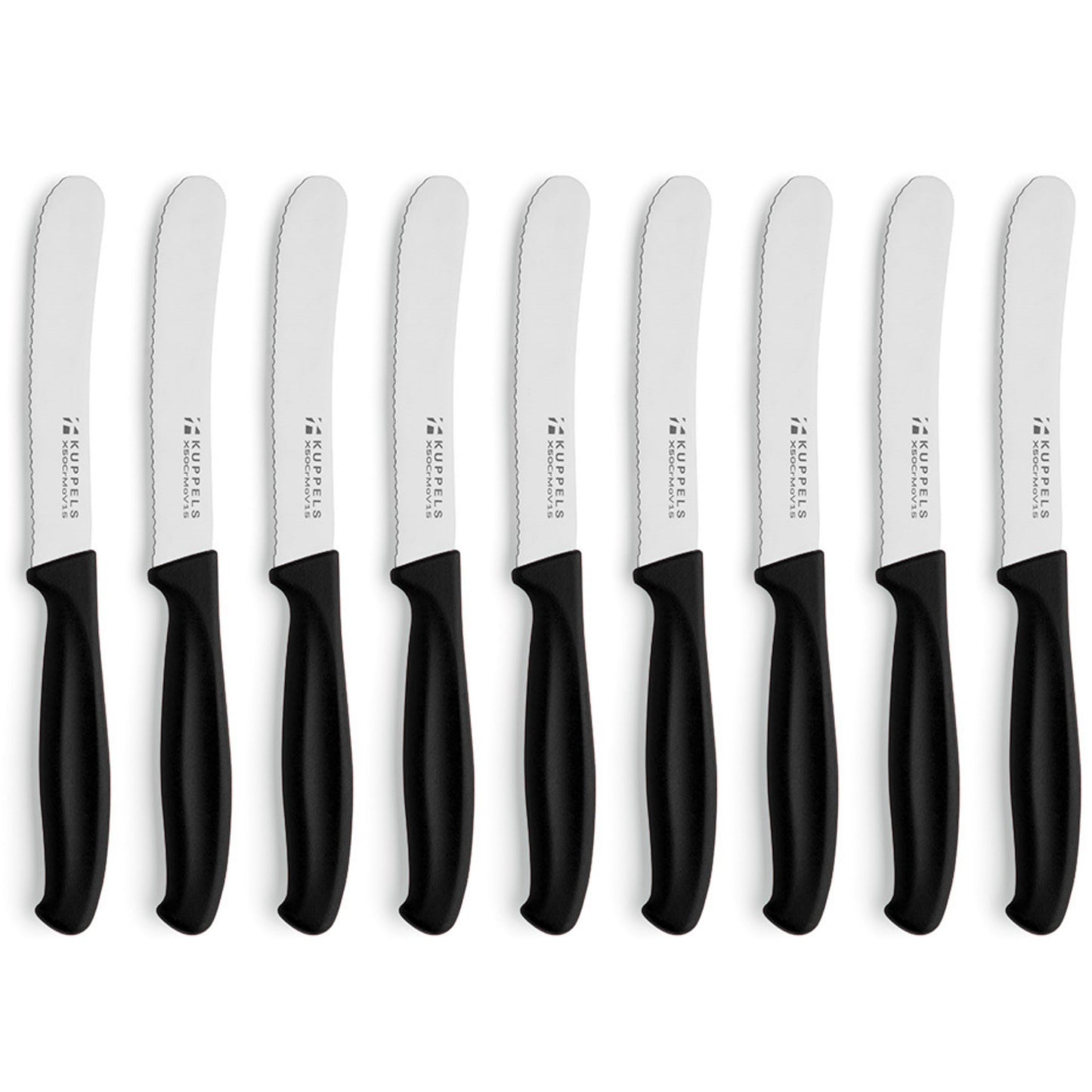 Frühstücksmesser Set mit Wellenschliff, Schwarz