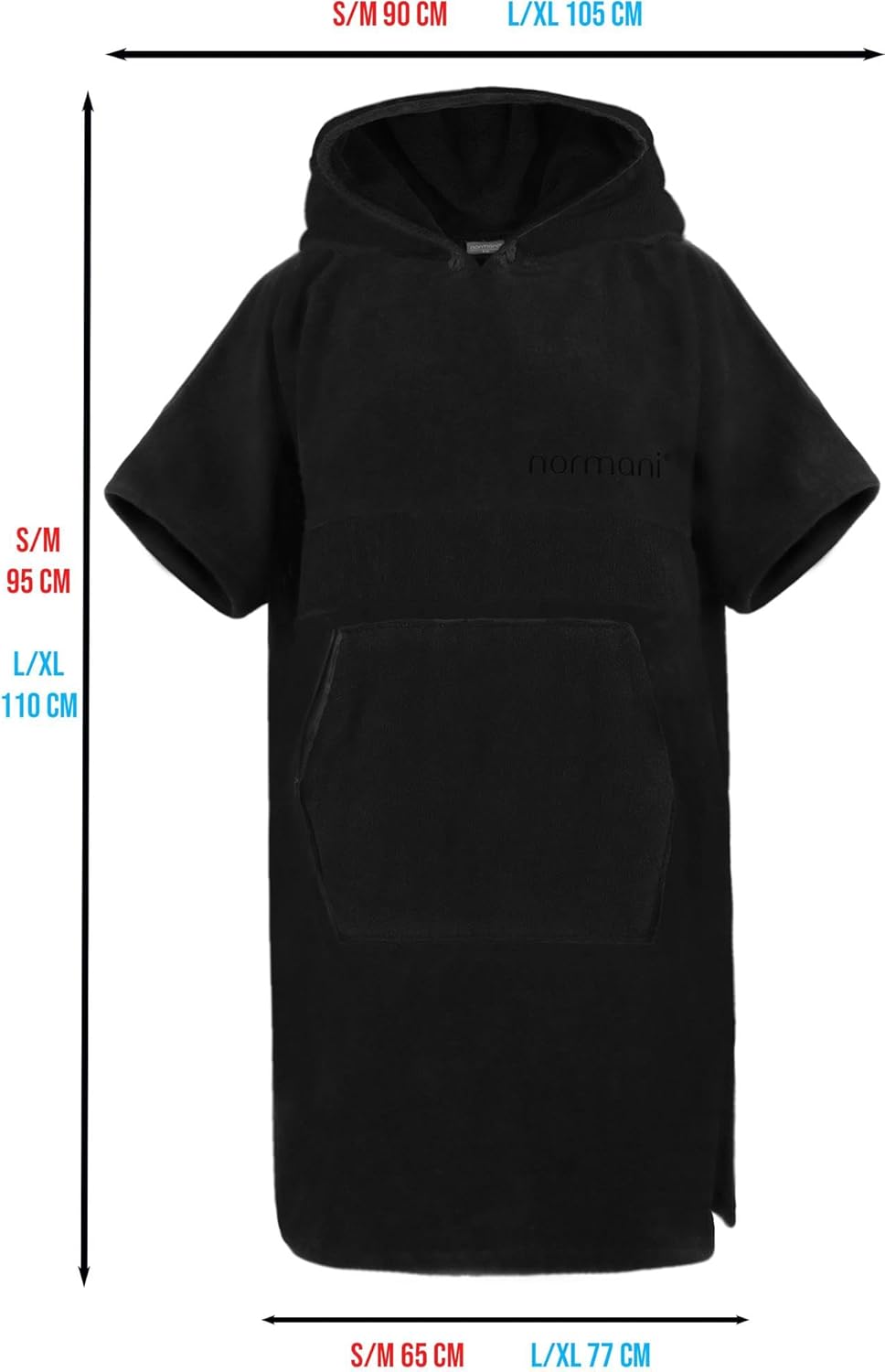 Surfer Poncho, Schwarz L-XL