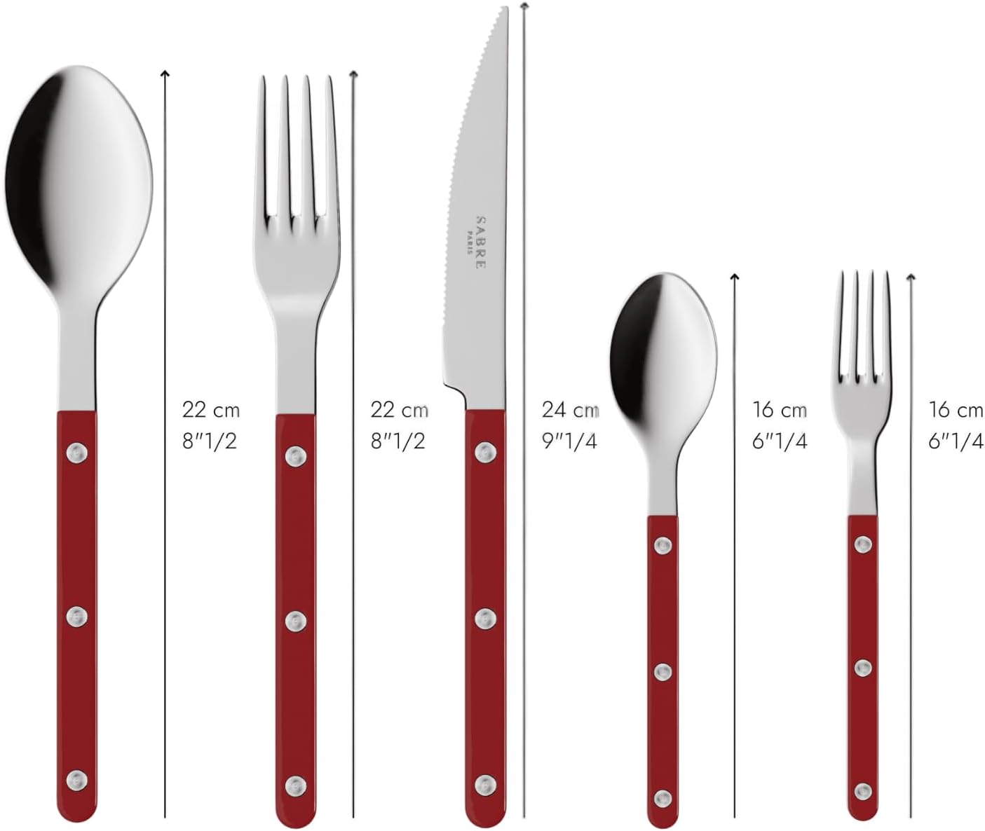 5-teiliges Tafelbesteck-Set, Burgund
