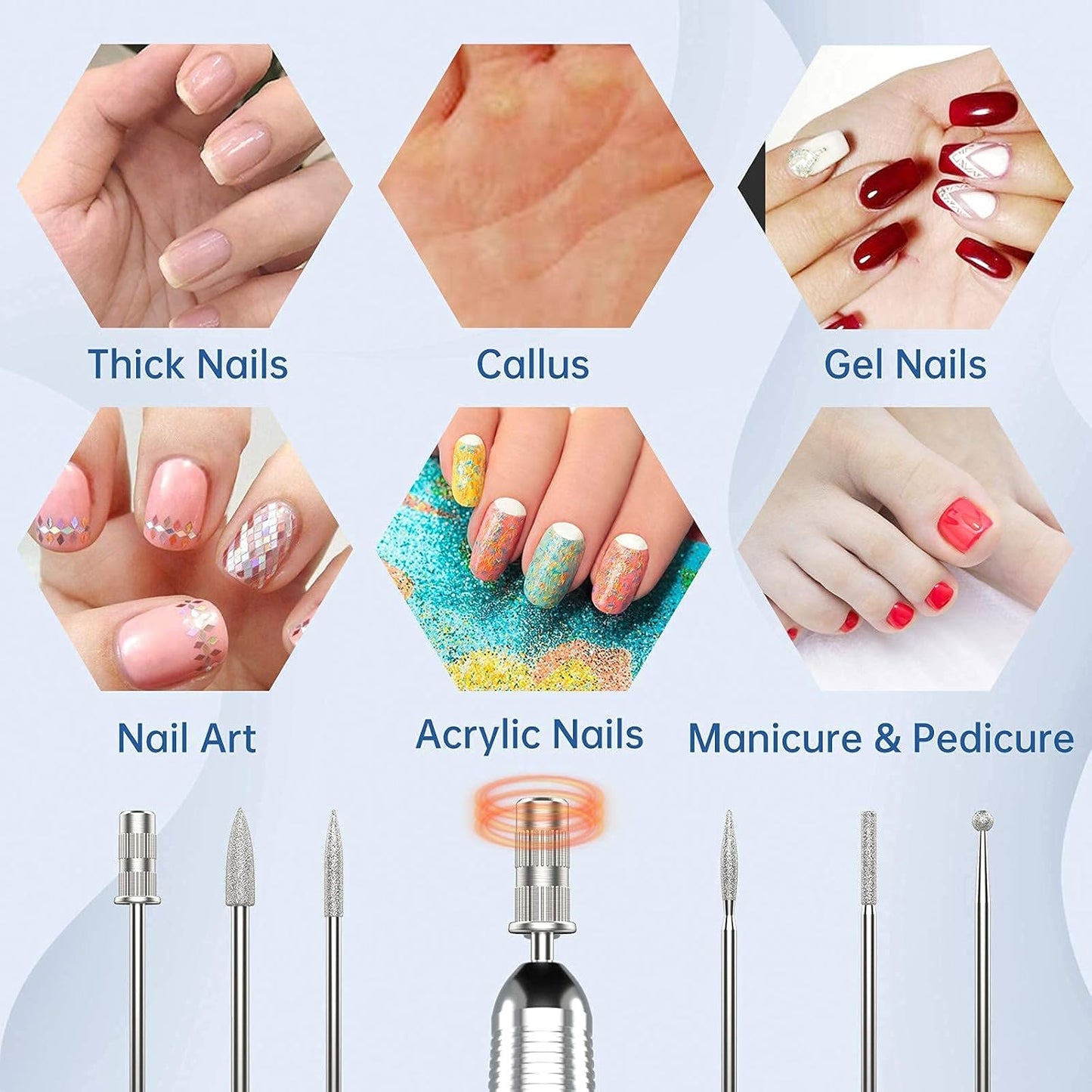 Nagelfräser mit Nagelbohrern, B-weiss