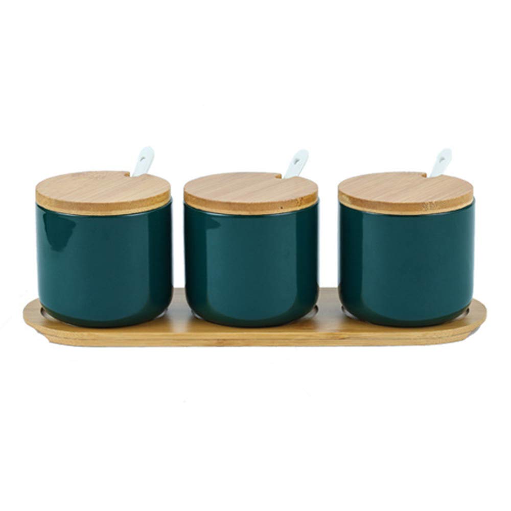 Gewürzdosen-Set mit Bambusdeckel, Grün, 3er Set